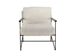 Sunmeub - Ecru fabric armchair with 1 cushion, black metal frame, and wooden armrests 28446RXXY