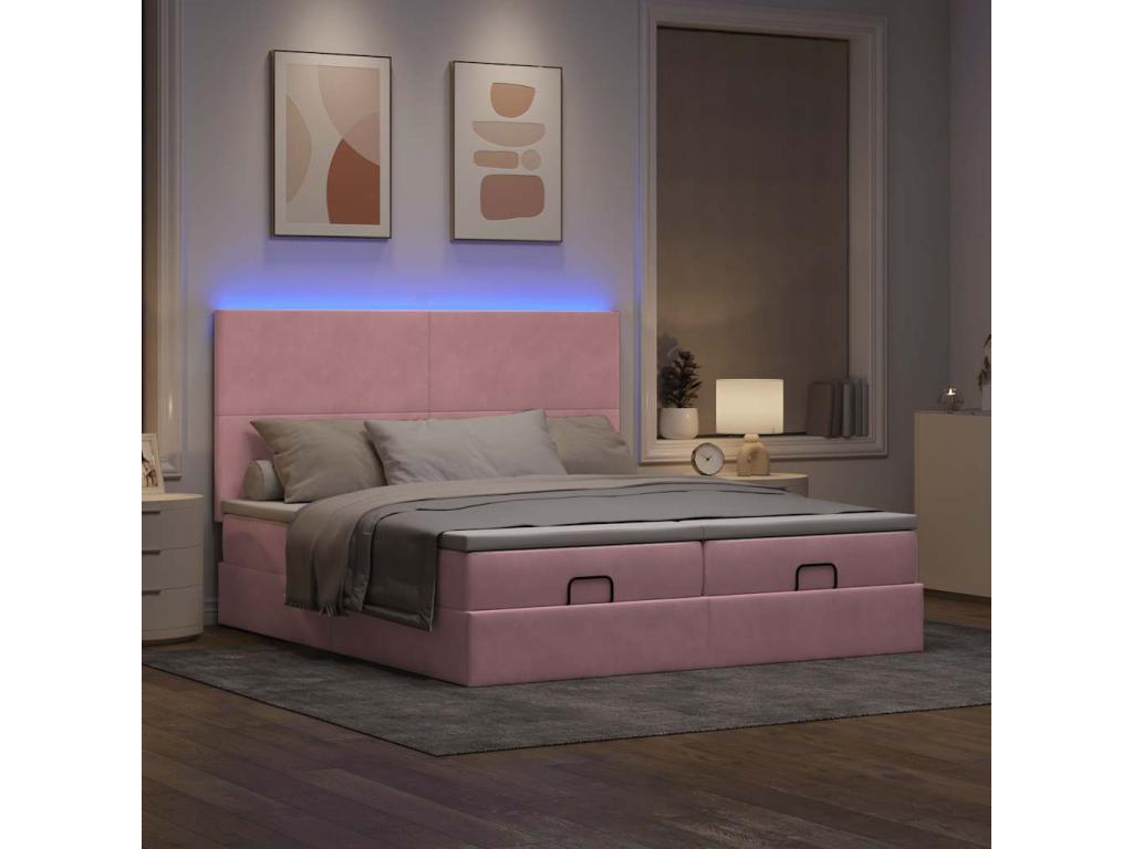 Sunmeub bed frame with pink velvet mattress 200x200 cm 29912KFDP