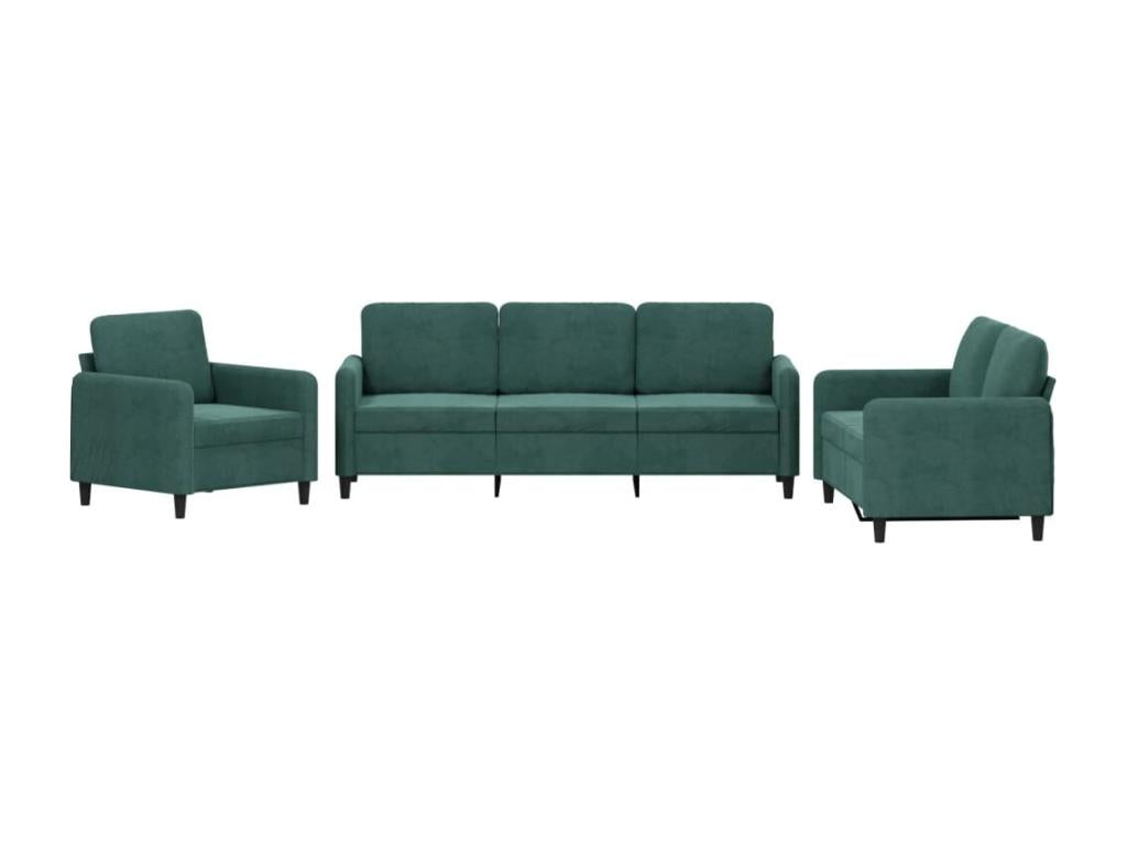 3-piece dark green velvet sofa set 35908GKFN