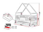 Homeboisstore 115 Single Bed with an Additional Trundle Bed, Grey, 90x180 - 90x190 cm, Wood, 96 cm, 04544GTVJ