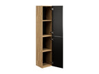 Sunmeub Black and Wood 56600YHLA Single Vanity Unit with Built-in Sink, 120cm, 2 Drawers and Tall Cabinet