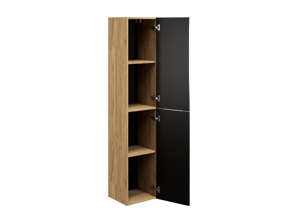 Sunmeub Black and Wood 56600YHLA Single Vanity Unit with Built-in Sink, 120cm, 2 Drawers and Tall Cabinet