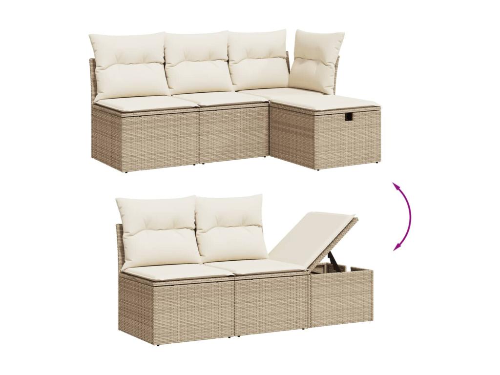11-piece garden furniture set with beige resin wicker cushions 32619PBUF