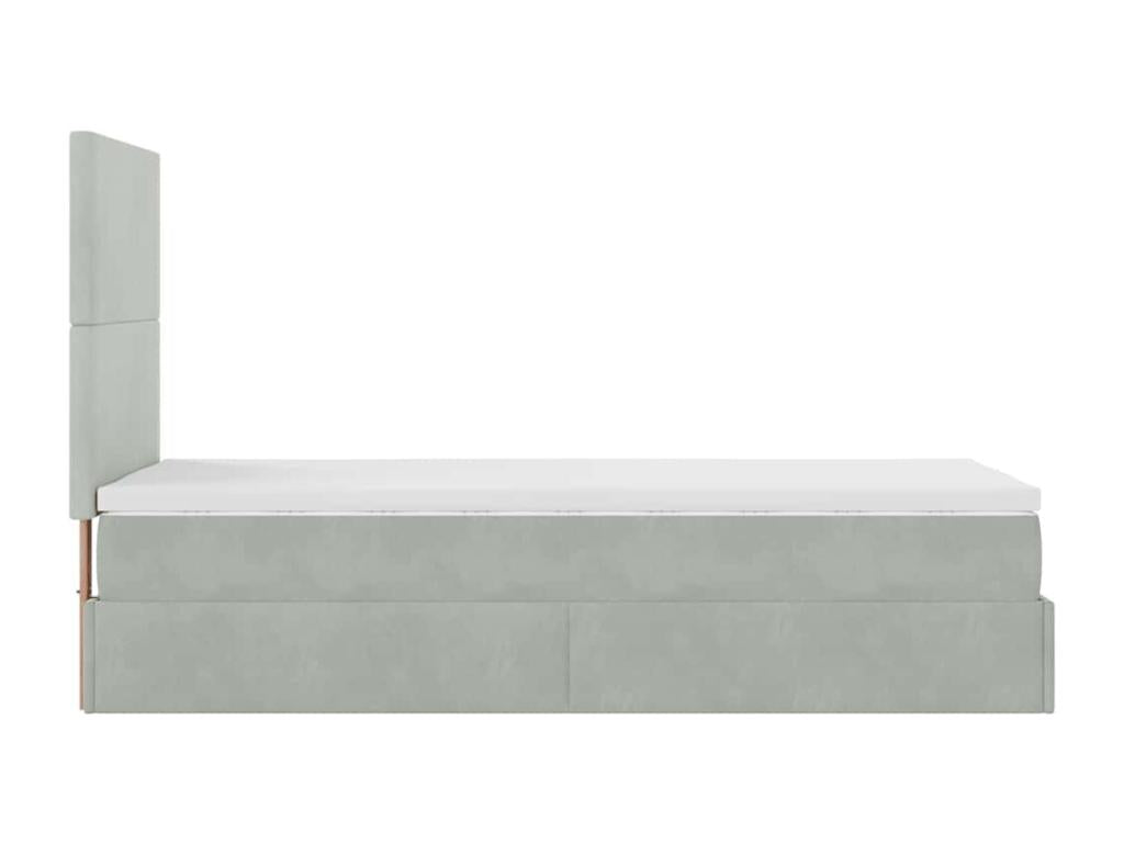 Sunmeub bed frame with light grey 80x200 cm velvet mattress 26798JTBH