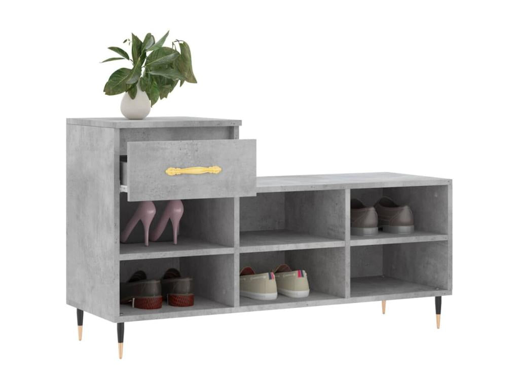 Shoe cabinet, concrete grey, 102x36x60 cm, engineered wood, 02285QPQI