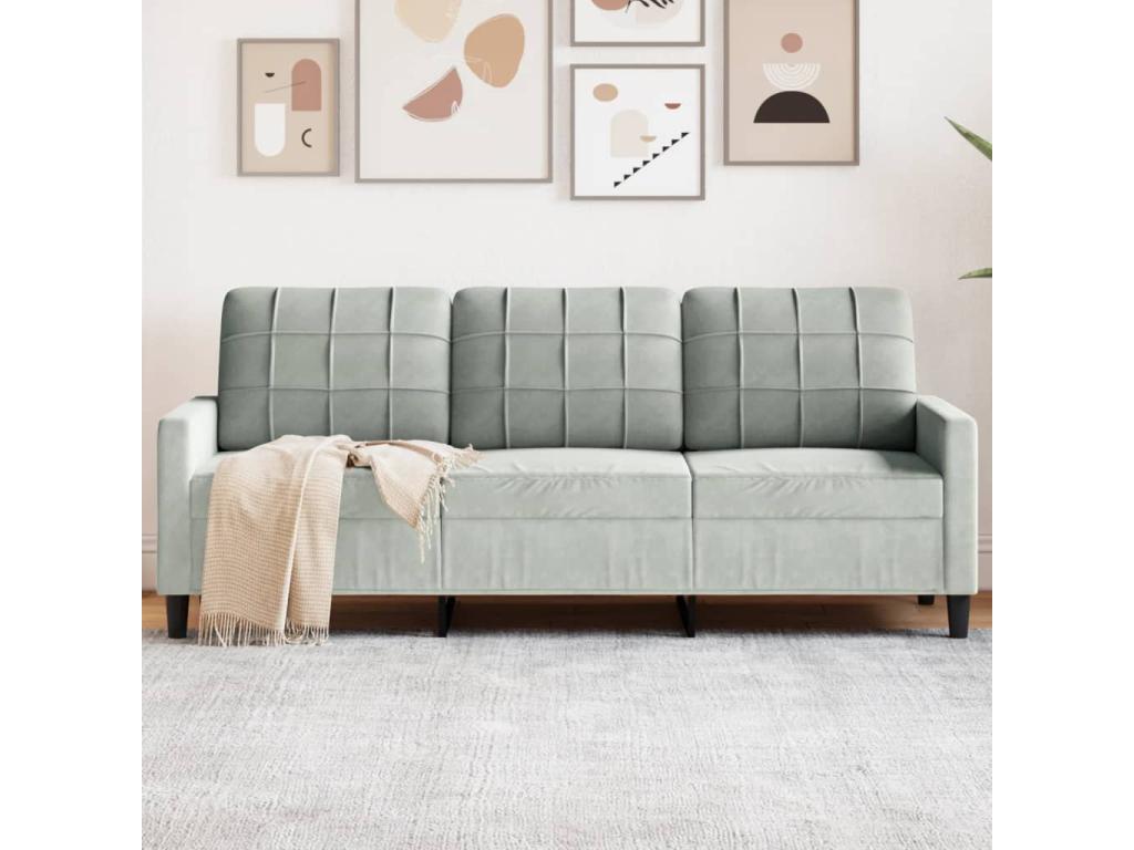 3-seater sofa, light grey, 180 cm, velvet, 27441JMGT