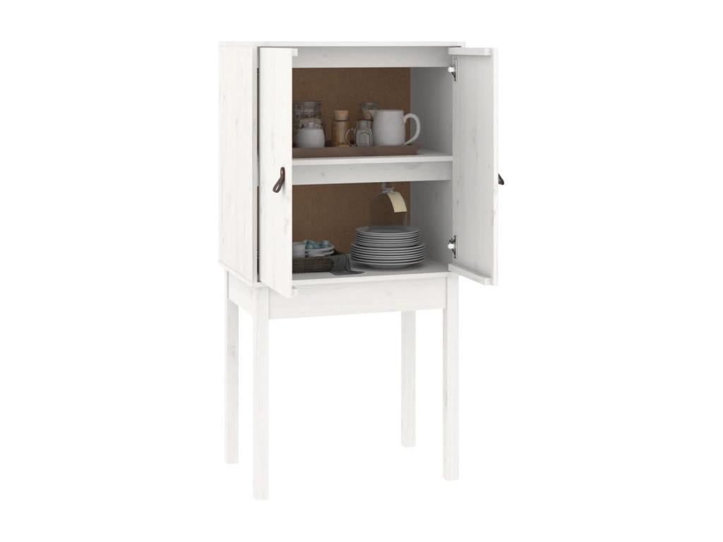White Highboard 60x40x120 cm Solid Pine Wood 14759QLRR