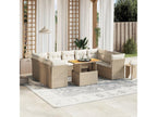 10-piece garden furniture set with cushions, beige woven resin, 70944ZTCH