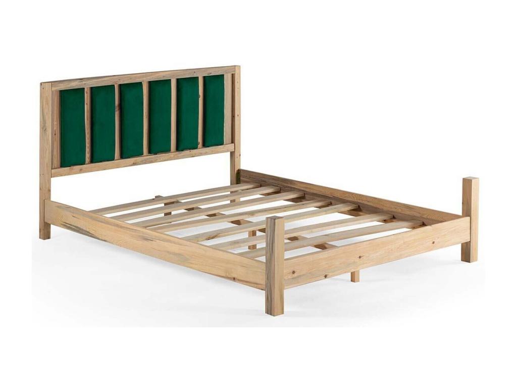 Sunmeub Light Solid Wood Bed with Soft Fabric Headboard - 7 Sizes - Sunmeub Color - 90x190 50021TPCY