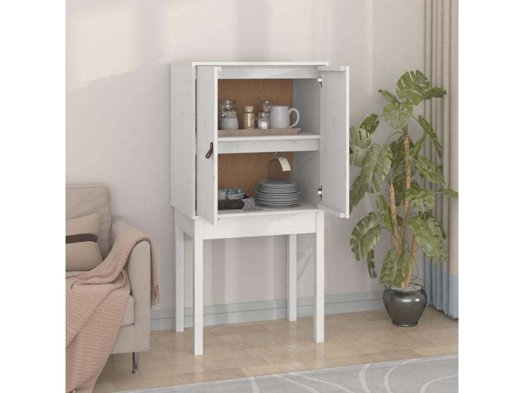 White Highboard 60x40x120 cm Solid Pine Wood 14759QLRR