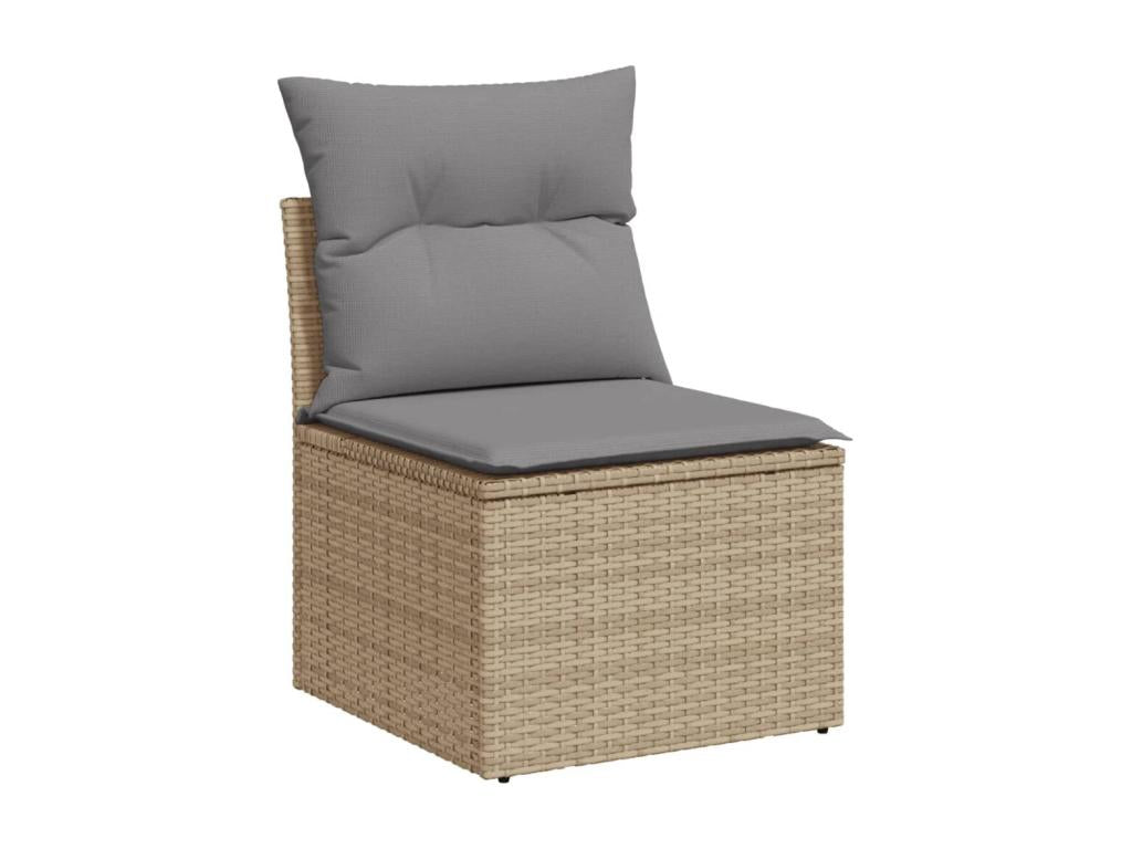 8-piece garden furniture set with cushions, beige woven resin, 27749KHYK