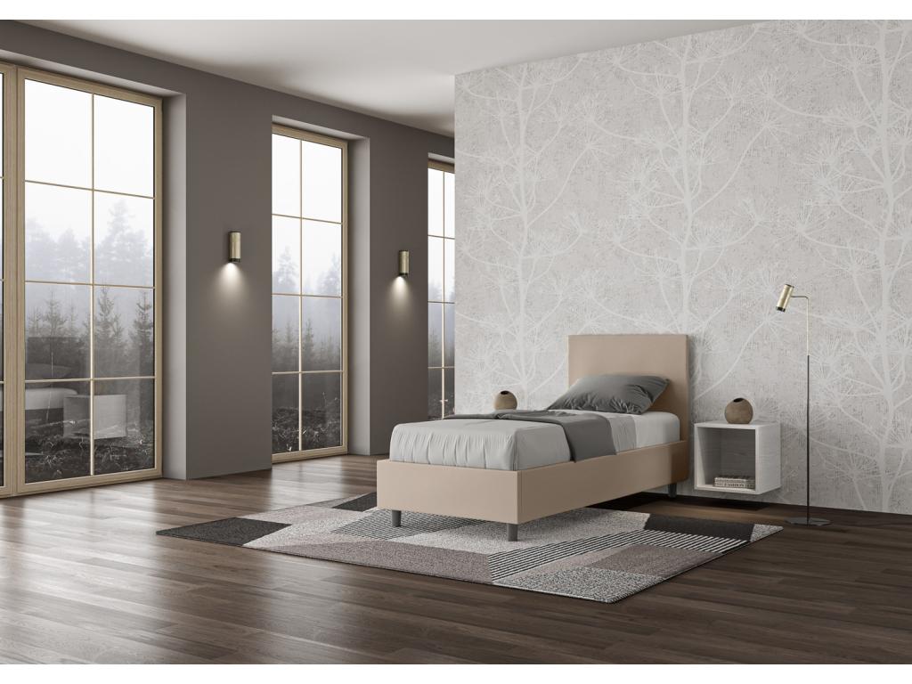 Sunmeub Modern Faux Leather Adult Bed - Light Beige - 80x190 71926YJVR