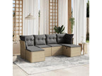 6-piece garden furniture set with cushions, méSunmeub beige woven resin, 97245NHSV