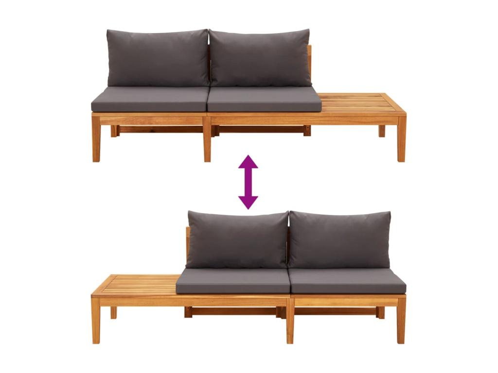 4-piece garden furniture set with dark grey cushions, Sunmeub wood, 98648KZNS