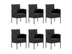7-piece garden dining set, black wicker resin, 9 03478DGOD