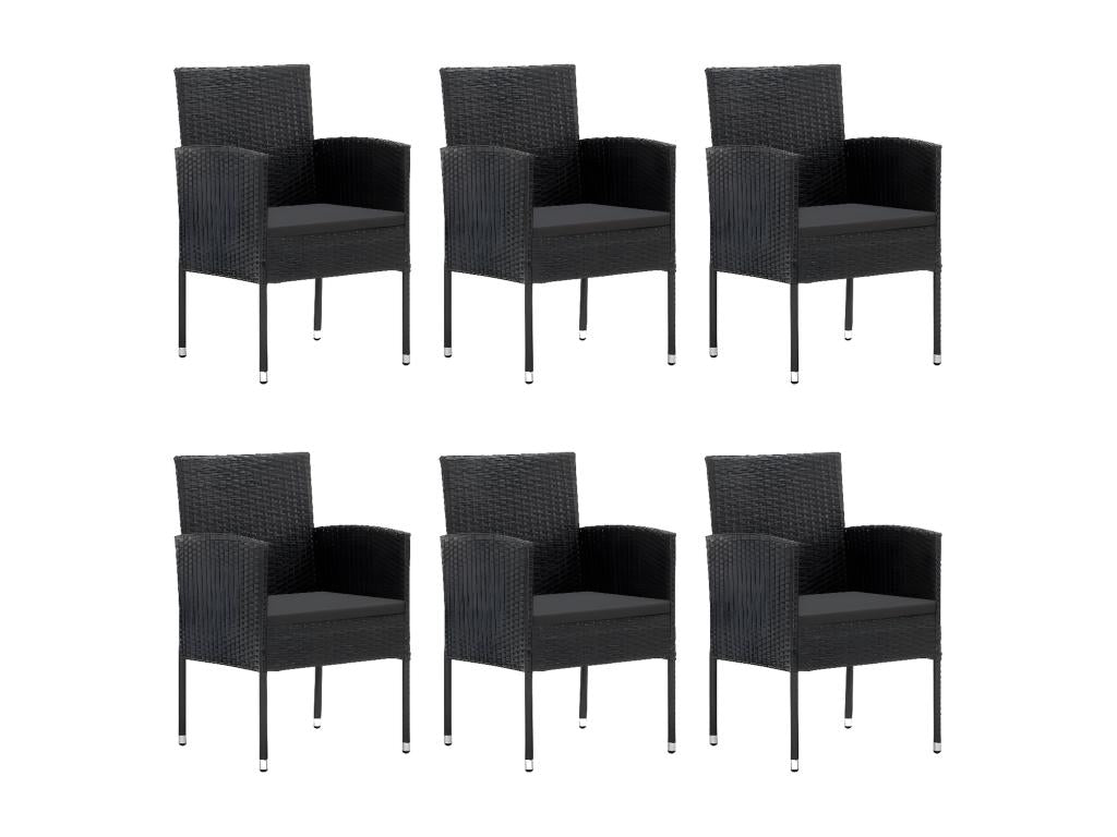7-piece garden dining set, black wicker resin, 9 03478DGOD