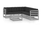 6-piece garden furniture set with cushions, solid pine wood, 27283OPST