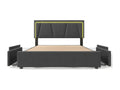 Bed with adjustable headboard - 160x200 cm - 4 drawers - LEDs - Sunmeub slatted base - grey color 66368IBAL
