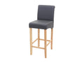 Sunmeub-C33 bar stool, wooden counter stool - matte grey, light faux leather legs 92200DVJT