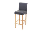 Sunmeub-C33 bar stool, wooden counter stool - matte grey, light faux leather legs 92200DVJT