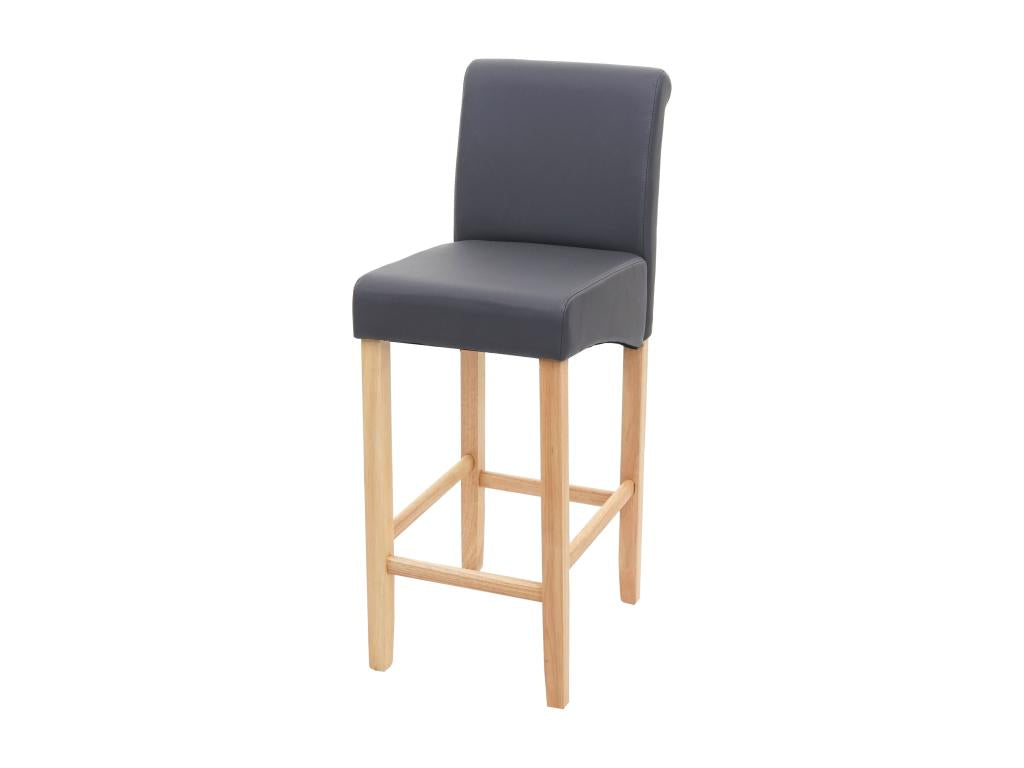Sunmeub-C33 bar stool, wooden counter stool - matte grey, light faux leather legs 92200DVJT