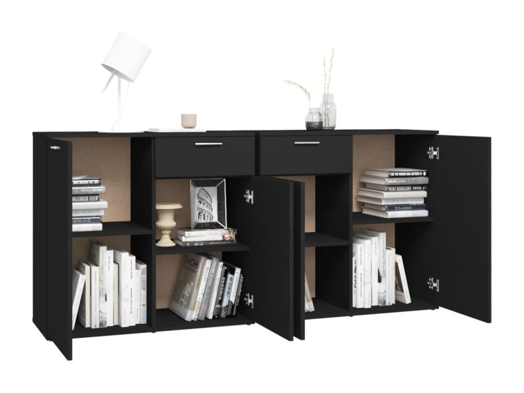 Black Buffet 160x36x75 cm Engineered Wood 73236ZSTN