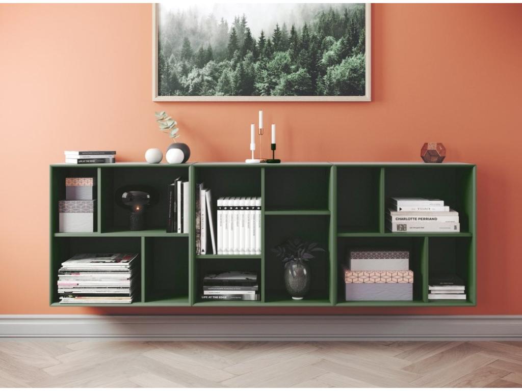 Sunmeub 50160MIZC matte dark green lacquered wood wall shelf