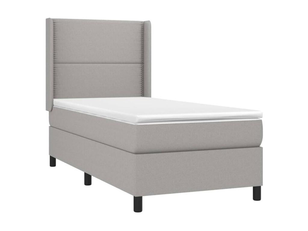 Sunmeub bed base with LED light grey mattress 90x190 Fabric 89055AIIV