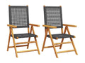 Sunmeub Garden Chairs, Set of 2, Black Solid Wood and Rattan, 16518TKRR