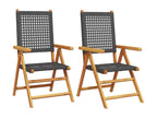 Sunmeub Garden Chairs, Set of 2, Black Solid Wood and Rattan, 16518TKRR