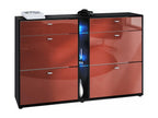 Matte Black and Burgundy Lacquered Shoe Cabinet (WxHxD) 155.5x95x28 cm, RGB LED, 99756DEYS