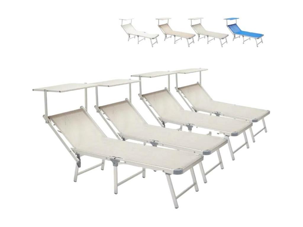 Set of 4 modern folding garden sun loungers/pool chairs from Homeboisstore 34110QABA