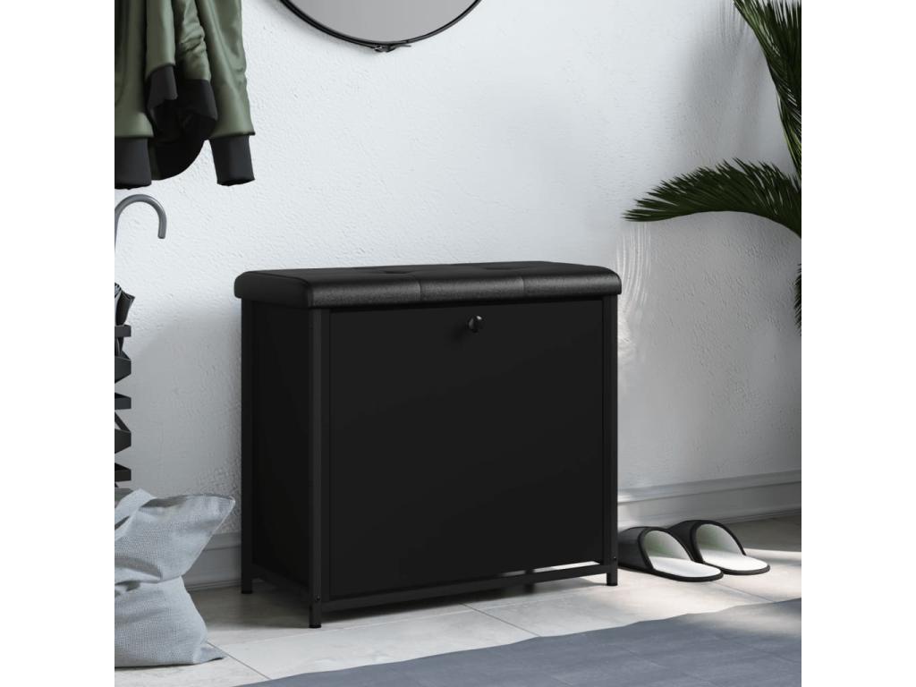 Shoe bench with drop-down drawer, black, 62x32x56 cm, 69044NNWK