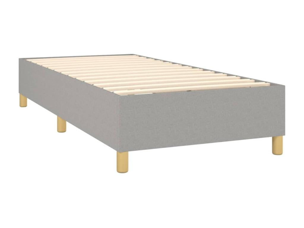 Upholstered bed base with mattress and LED light, light grey, 100x200 cm, fabric 13405FPSM