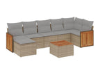 8-piece garden furniture set with cushions, beige wicker resin, 35975FBYP