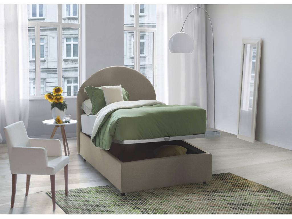 Homeboisstore Single Bed, Storage Bed with Fabric Upholstery, Made in Italy, Front Opening, Includes 80x190 cm Mattress, Homeboisstore 25114USGE