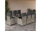 9-piece garden dining set and cushions, light grey rattan, 44870ECOK