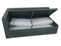 Functional corner resin wicker garden furniture set with integrated storage box - black and ecru - Sunmeub 14981UZUR