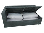 Functional corner resin wicker garden furniture set with integrated storage box - black and ecru - Sunmeub 14981UZUR