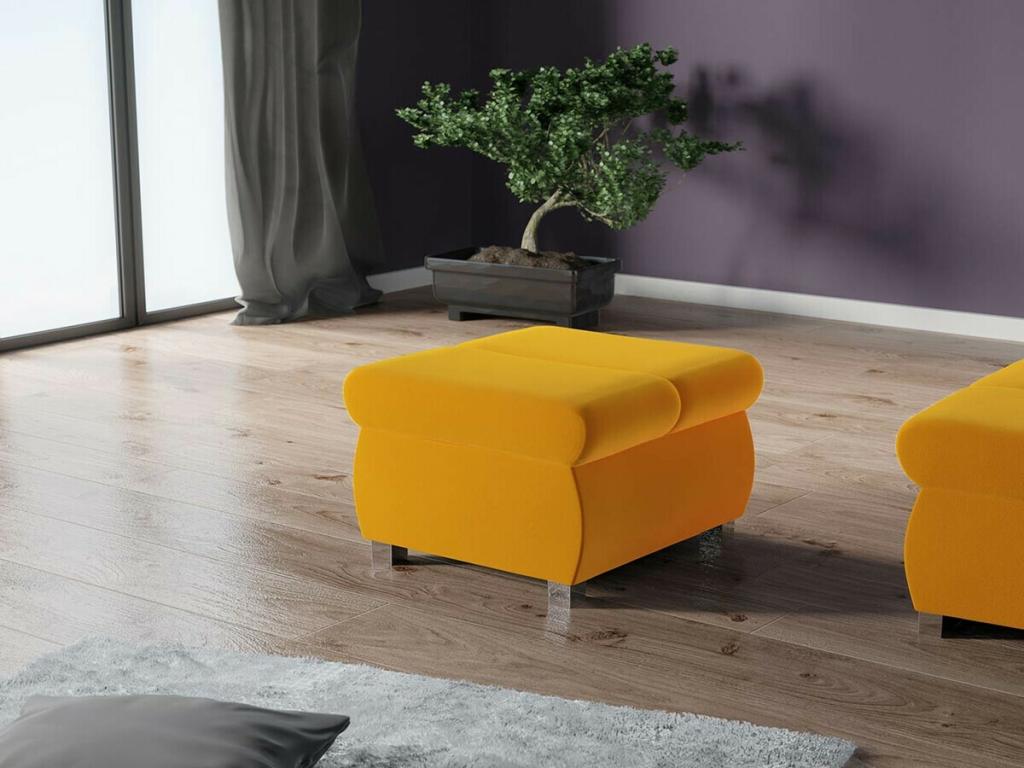 Sunmeub 142 Yellow Pouf 39x60x60cm Upholstery Metal Legs 84769CYUB