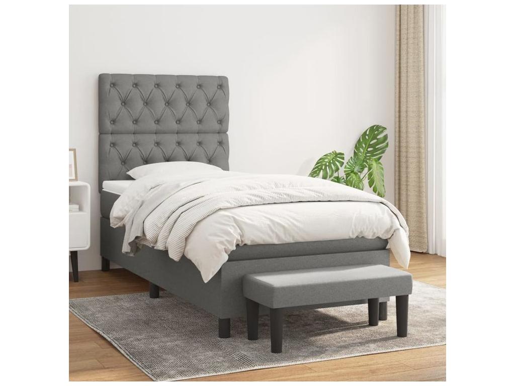 Sunmeub bed base with mattress, dark grey, 80x200 cm, fabric, 30734XFKU