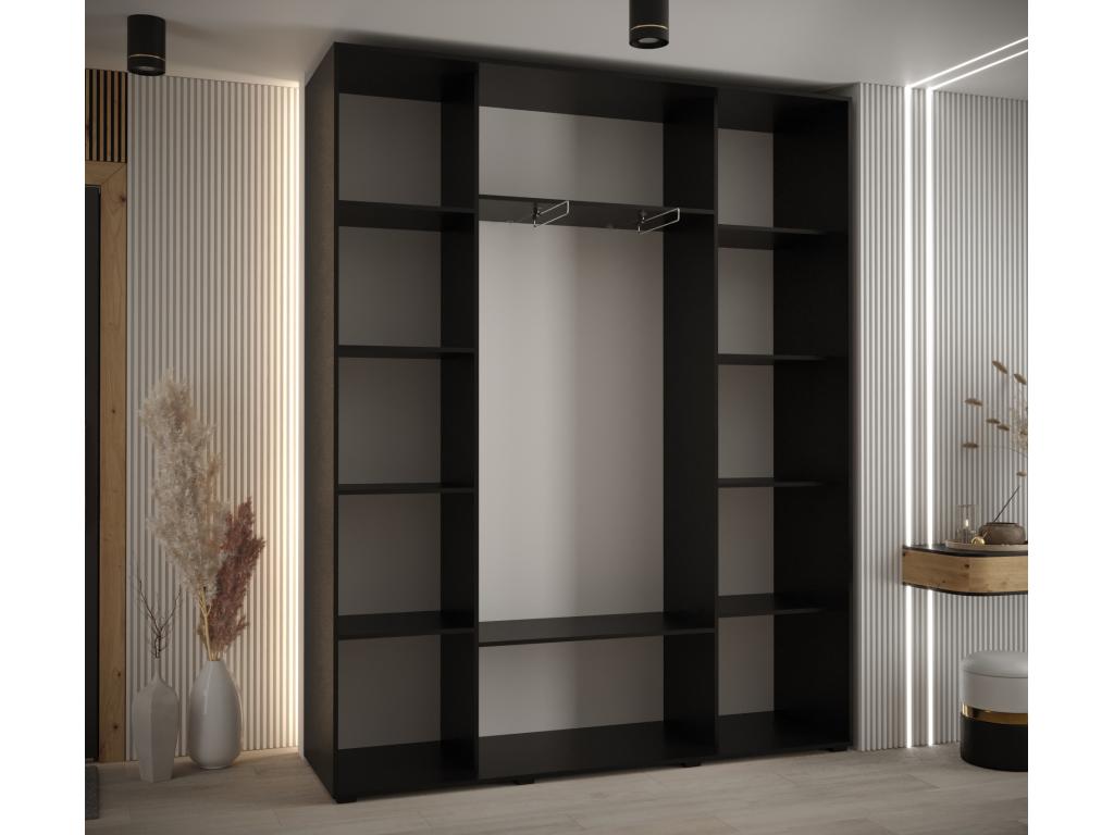 Sunmeub 4 Sliding Door Wardrobe 235.2/200/45 3 Doors Black/White/Silver 86499HCTV