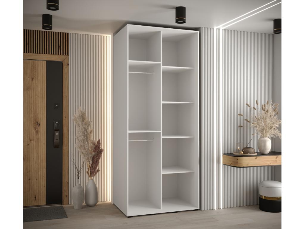 Sunmeub 3 Sliding Door Wardrobe 235.2/110/60 2 Doors White/White/Silver 13874OEQZ