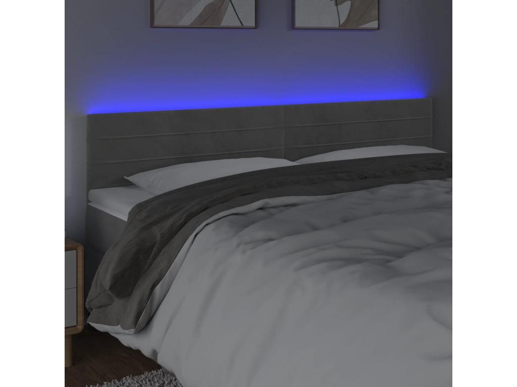Light Grey LED Headboard 160x5x78/88 cm Velvet 23536YRXK