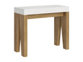 Extendable white console table with natural wood legs, seats 12, 40 to 300cm, Sunmeub-Support 2 legs 56840ZGLF
