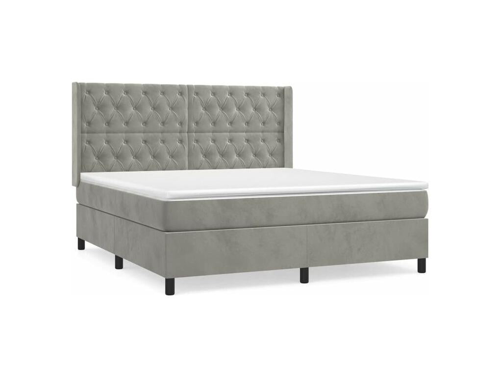 Sunmeub bed base and mattress, light grey, 160x200 cm, velvet, 01138RKLO