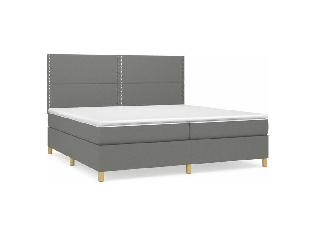 Sunmeub bed base with mattress, dark grey, 200x200 cm, fabric, 51420GCPX
