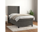 Upholstered bed base and mattress, Dark Grey, 90x200 cm, Velvet, 45989RHUL