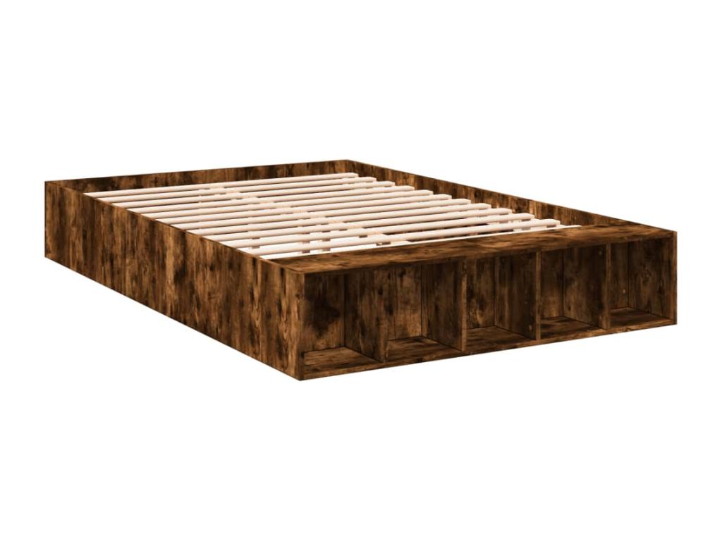 Smoked oak bed frame 140x190 cm engineered wood 14209QCYP