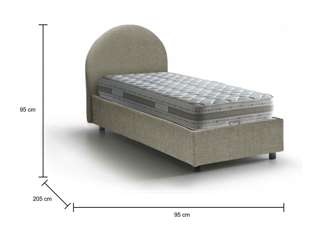 Homeboisstore Single Bed, Storage Bed with Fabric Upholstery, Made in Italy, Front Opening, Includes 80x190 cm Mattress, Homeboisstore 25114USGE